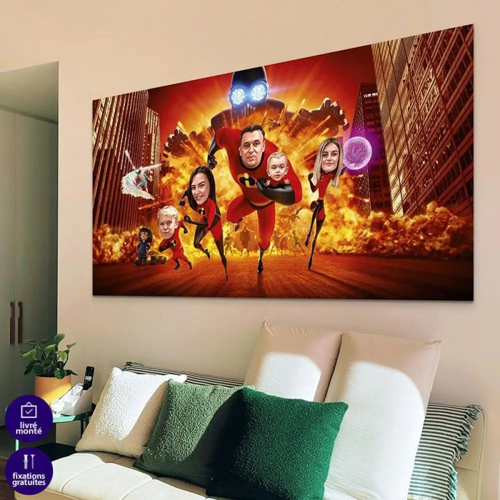 Tableau Personnalisé Les Indestructibles 5 personnages - Montableaudeco