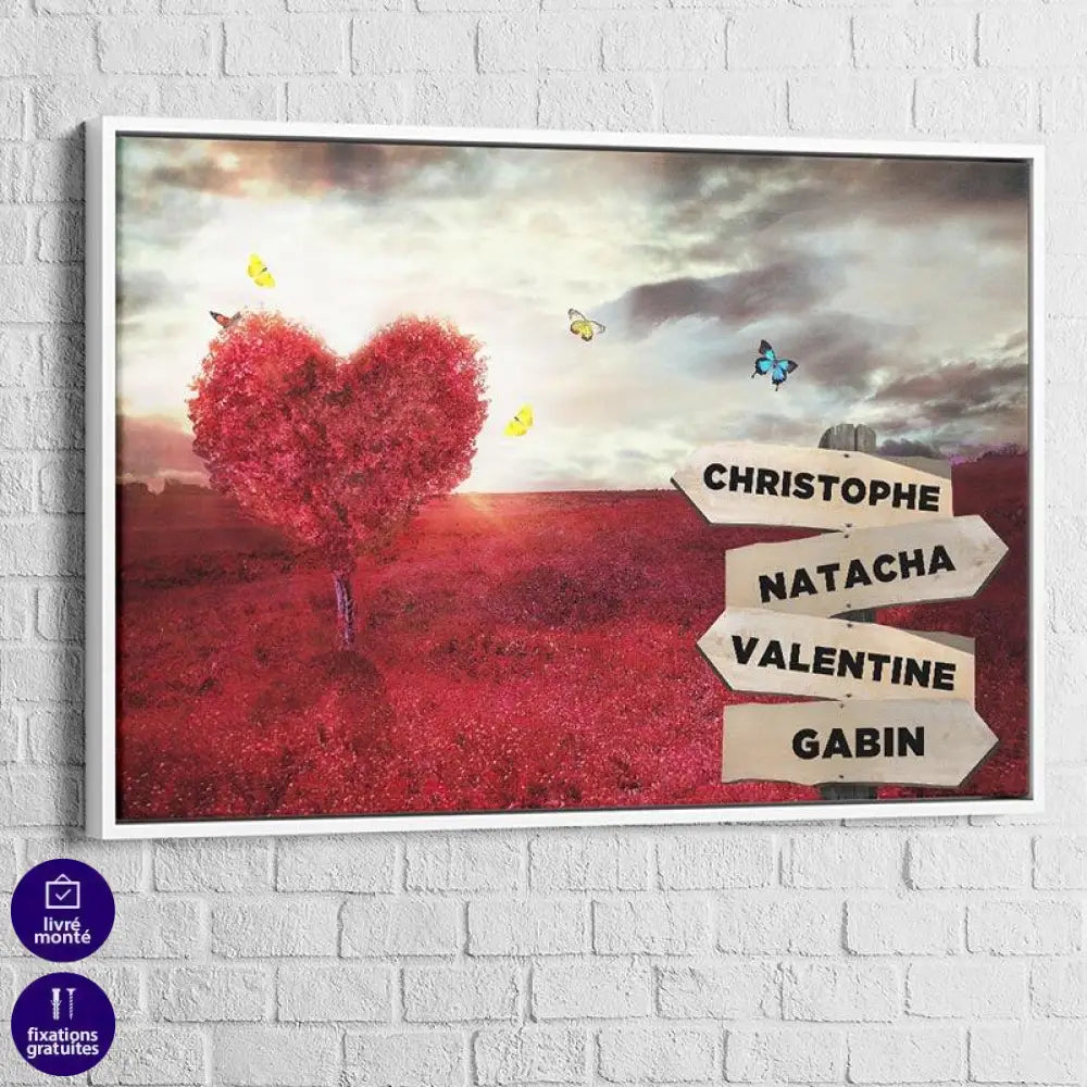 Tableau Personnalisé Prénoms Arbre Rouge - Montableaudeco