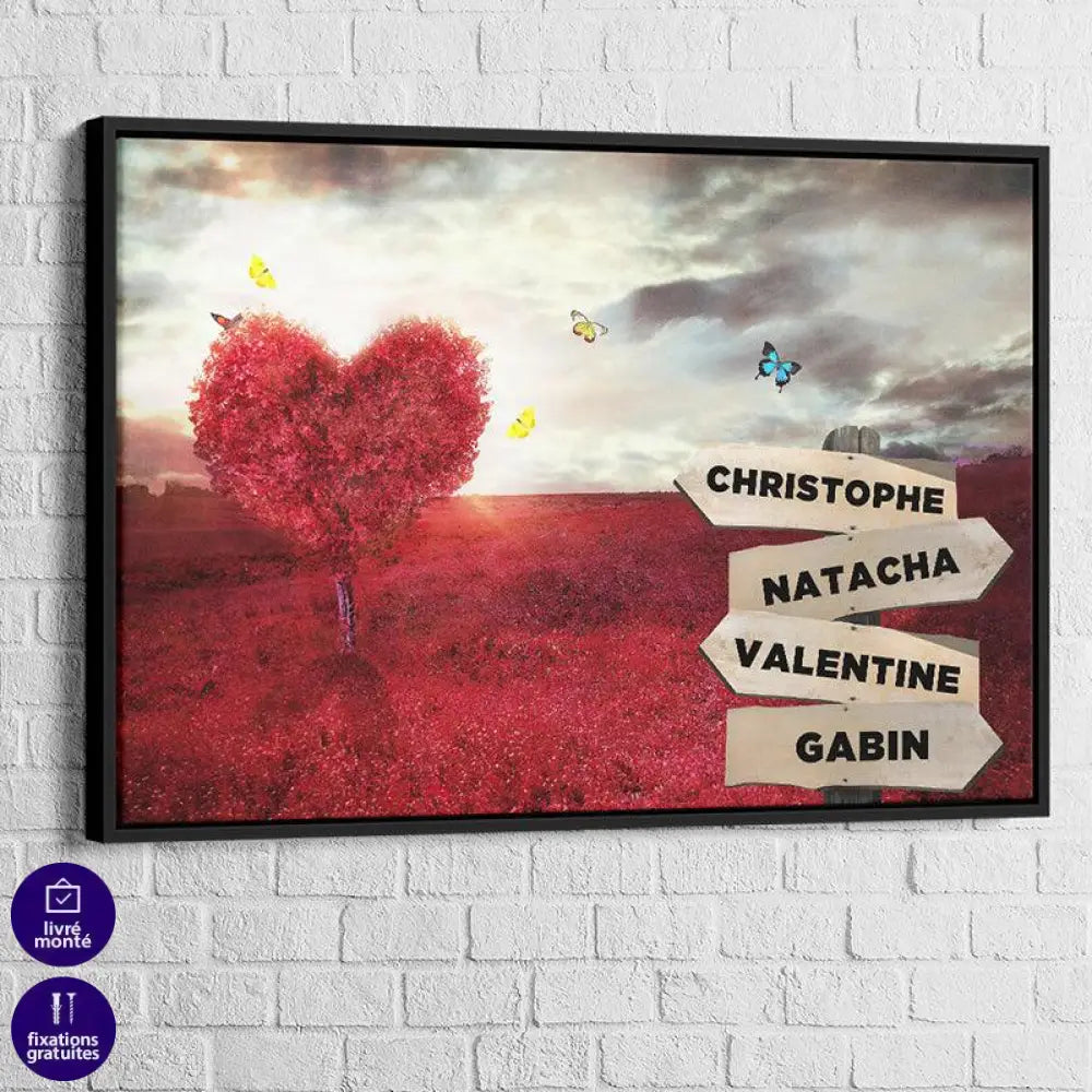 Tableau Personnalisé Prénoms Arbre Rouge - Montableaudeco