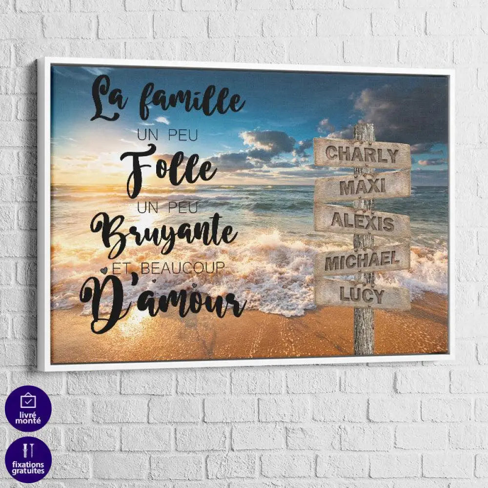 Tableau Personnalisé Prénoms avec Message La Mer - Montableaudeco