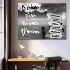 Tableau Personnalisé Prénoms avec Message Ponton Toile Imprimée