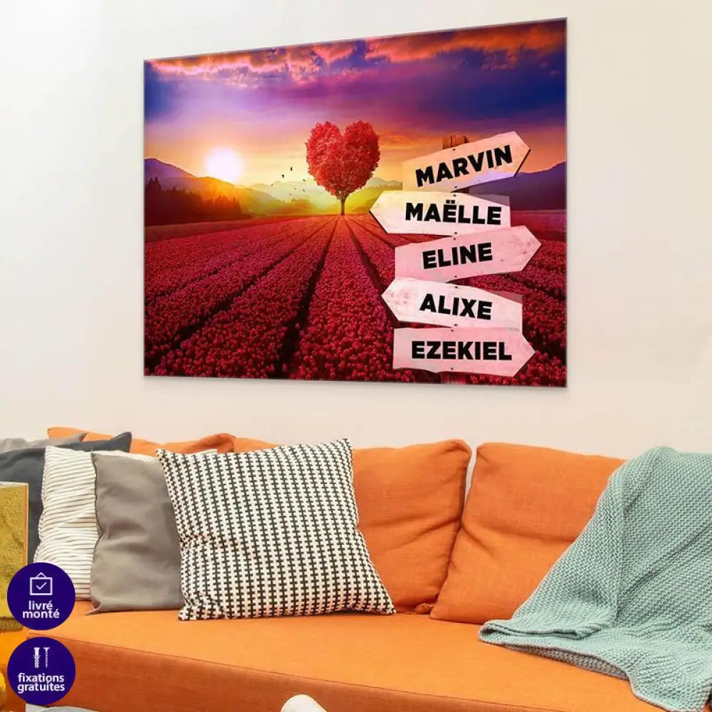 Tableau Personnalisé Prénoms Champ D'Amour - Montableaudeco