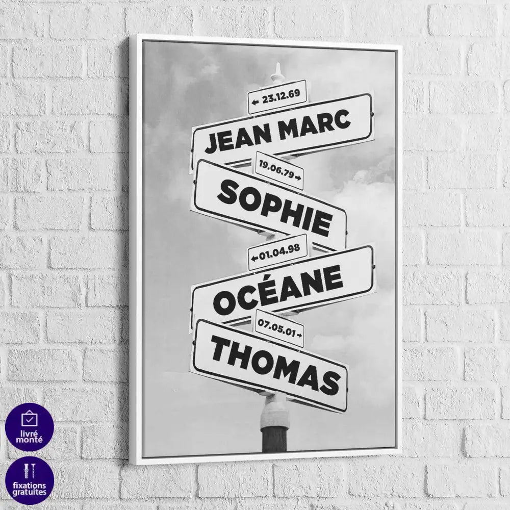 Tableau Personnalisé Prénoms Intersection - Montableaudeco