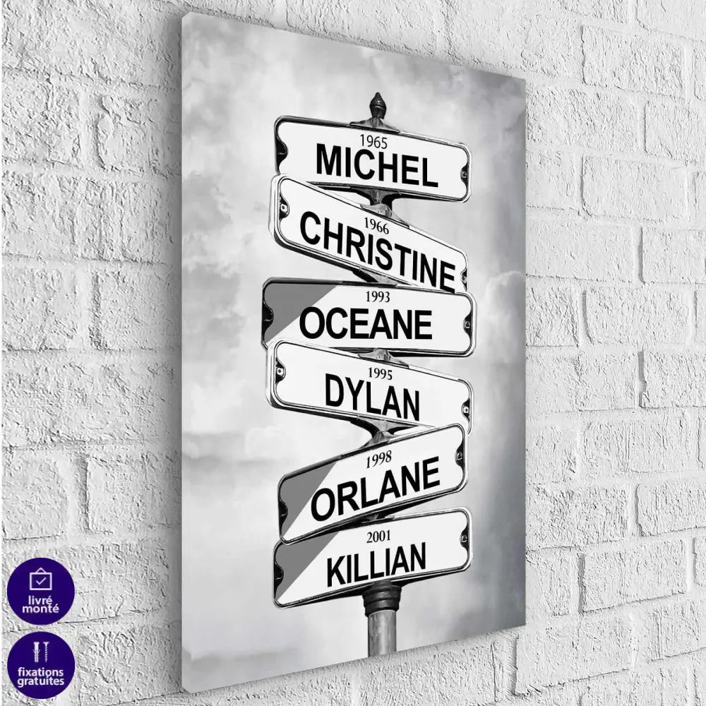 Tableau Personnalisé Prénoms Intersection Vintage - Montableaudeco