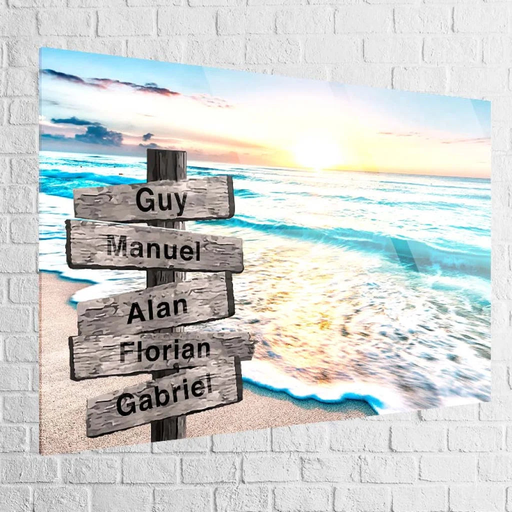 Tableau Personnalisé Prénoms La Mer 40x60cm / Couleur / Plexiglas Toile Imprimée