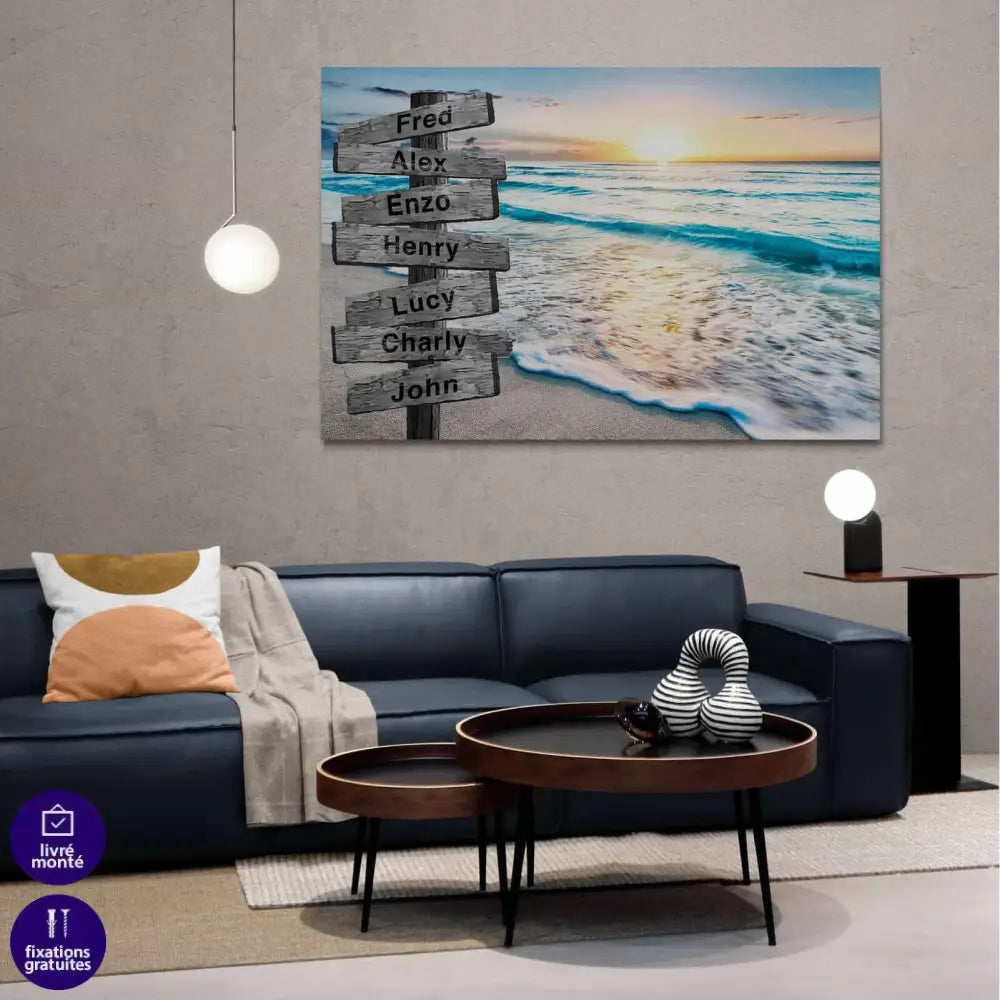 Tableau Personnalisé Prénoms La Mer - Montableaudeco