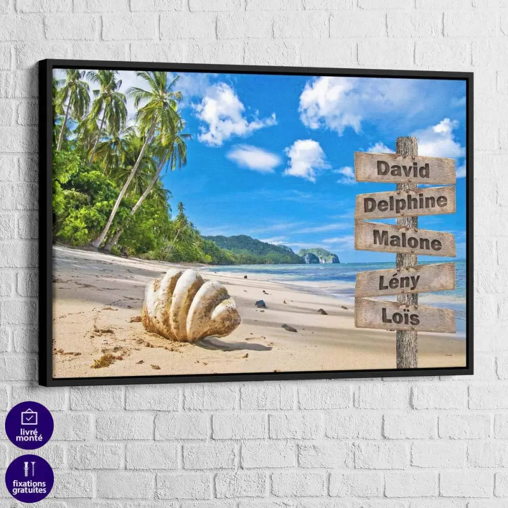 Tableau Personnalisé Prénoms Plage Coquillage - Montableaudeco