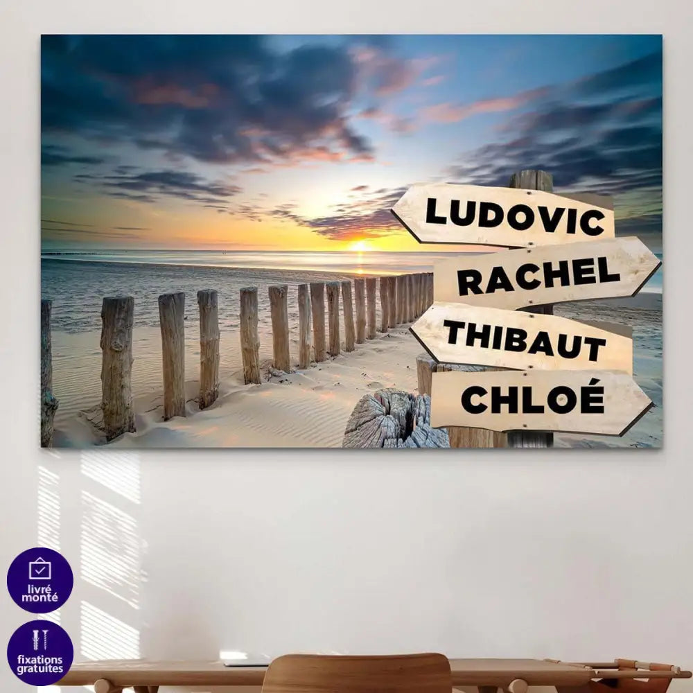 Tableau Personnalisé Prénoms Sable Blanc - Montableaudeco