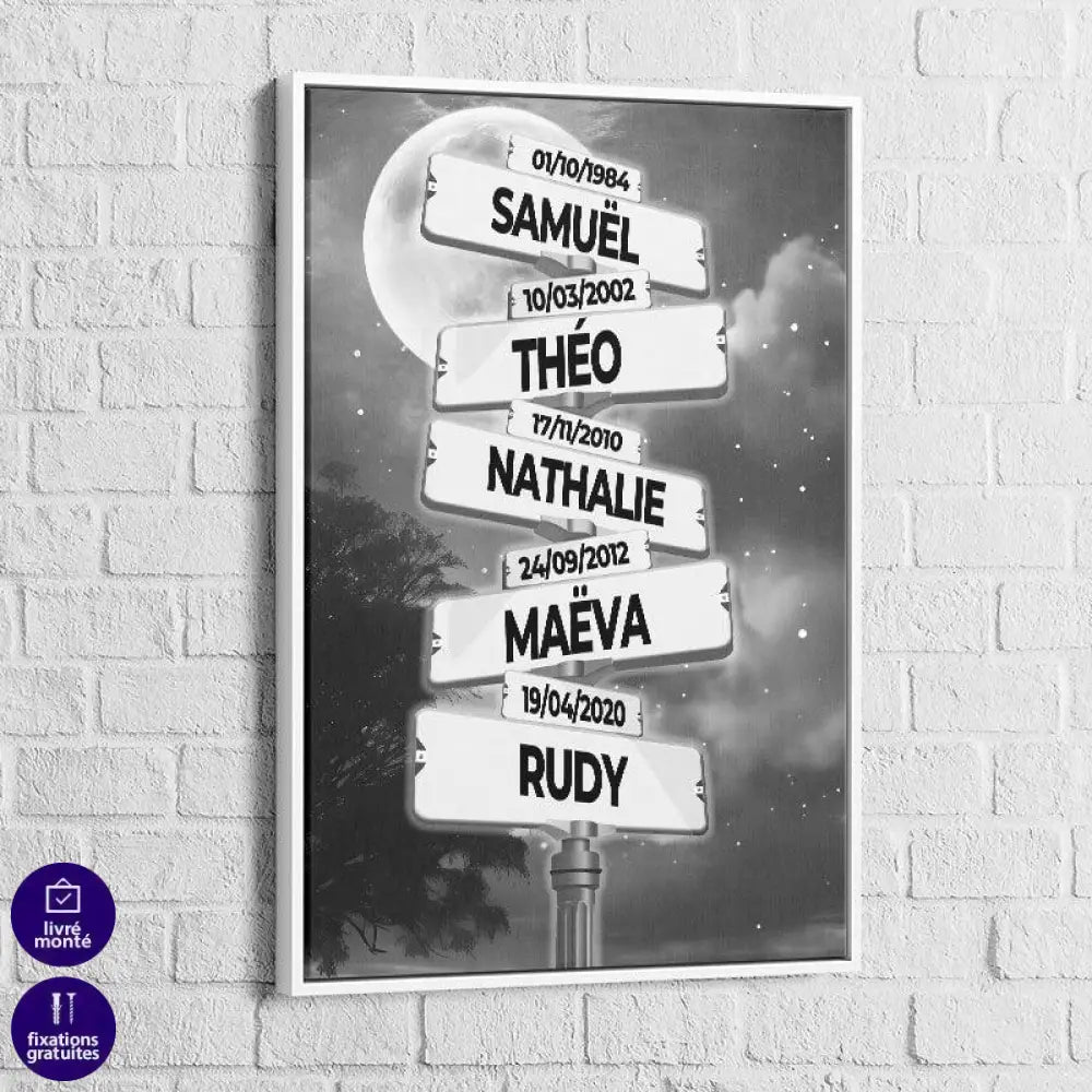 Tableau Personnalisé Prénoms Sous la lune - Montableaudeco