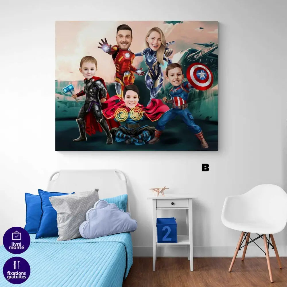 Tableau Personnalisé | La Famille Super Héros| Offre de Bienvenue -20%