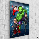 Tableau Personnalisé Super Héros Marvel Famille 4 personnages - Montableaudeco