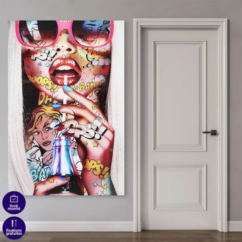 Décoration murale contemporaine pop art - portrait vibrant et original Bam Girl

