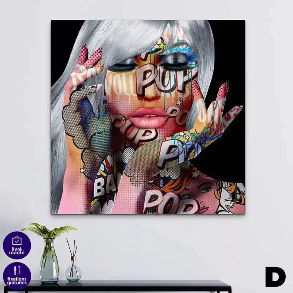 Tableau Pop Art Collection de Femmes Tatouées Flashy et Colorées - Montableaudeco