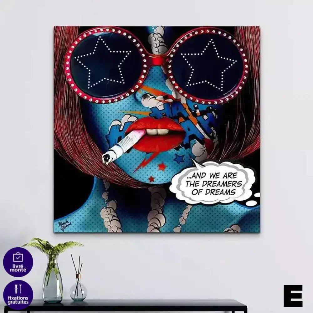 Tableau Pop Art Collection de Femmes Tatouées Flashy et Colorées - Montableaudeco