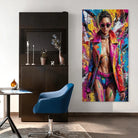 Tableau Pop Art – Femme Graffiti Couleurs Vives Tableau Pop Art