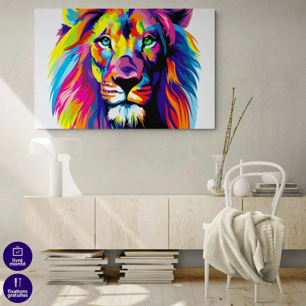 Tableau Pop Art Lion Coloré - Montableaudeco