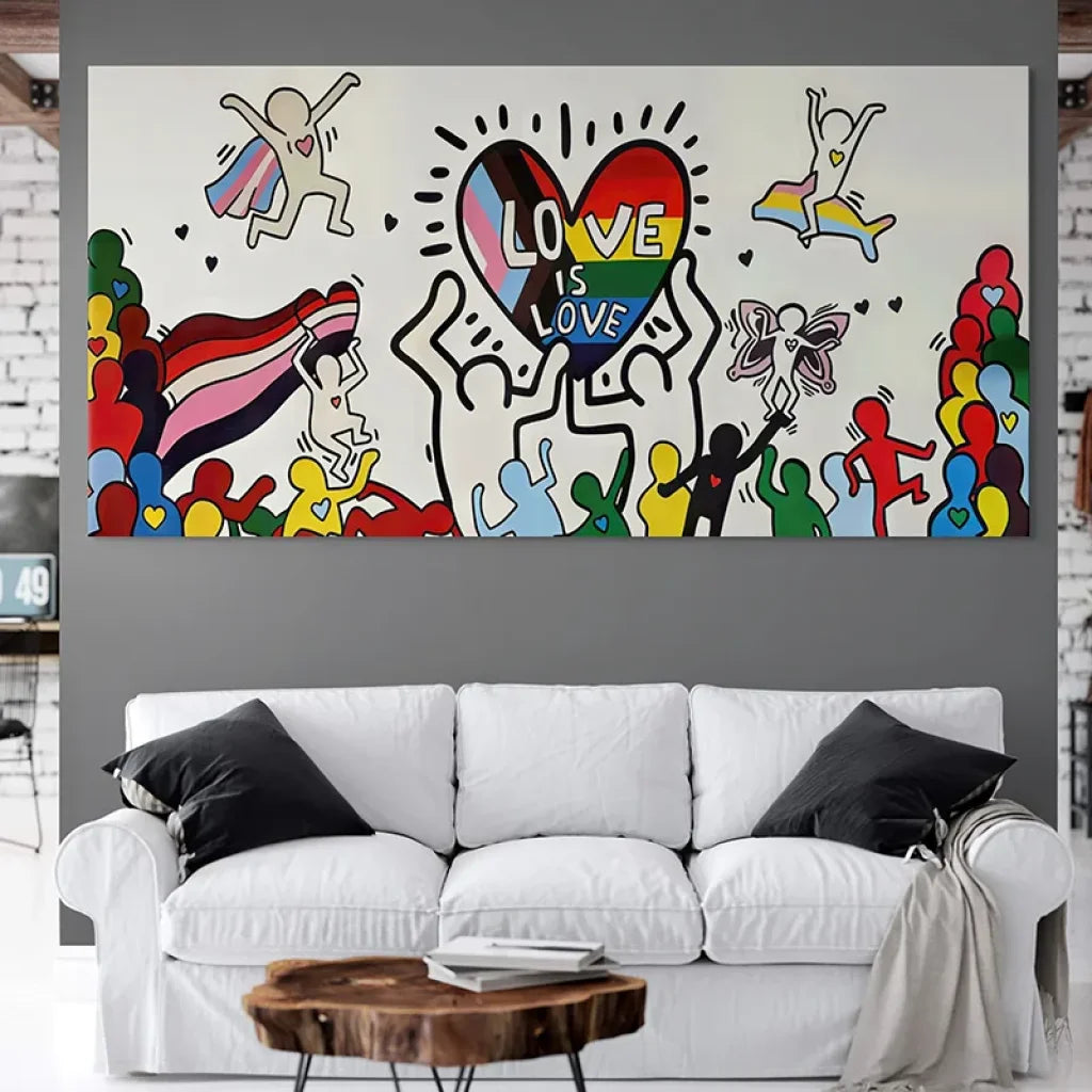 Grand format XXL tableau pop art Love Is Love pour salon