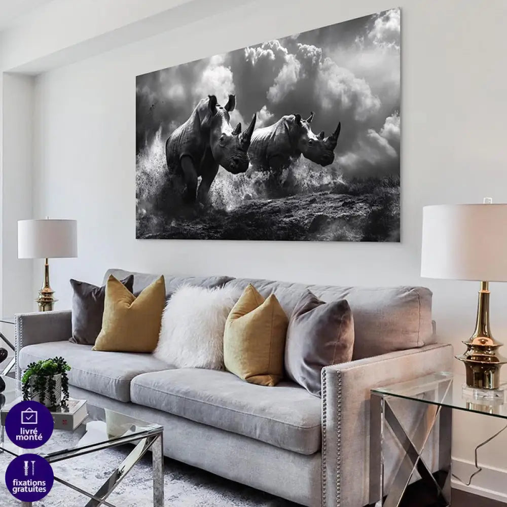 Tableau Rhinocéros La Charge