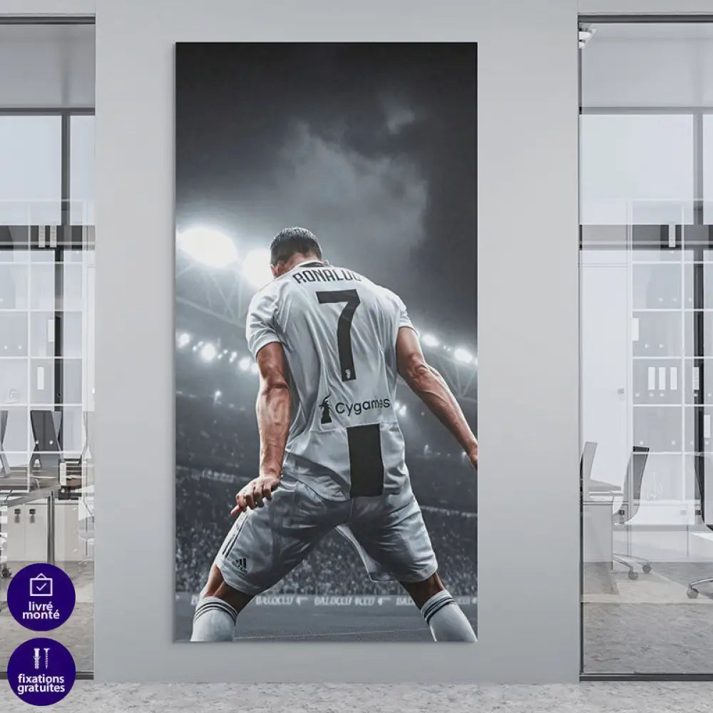 Tableau Ronaldo La Puissance du N°7 40x80cm / Toile tendue sur châssis Tableau Sport