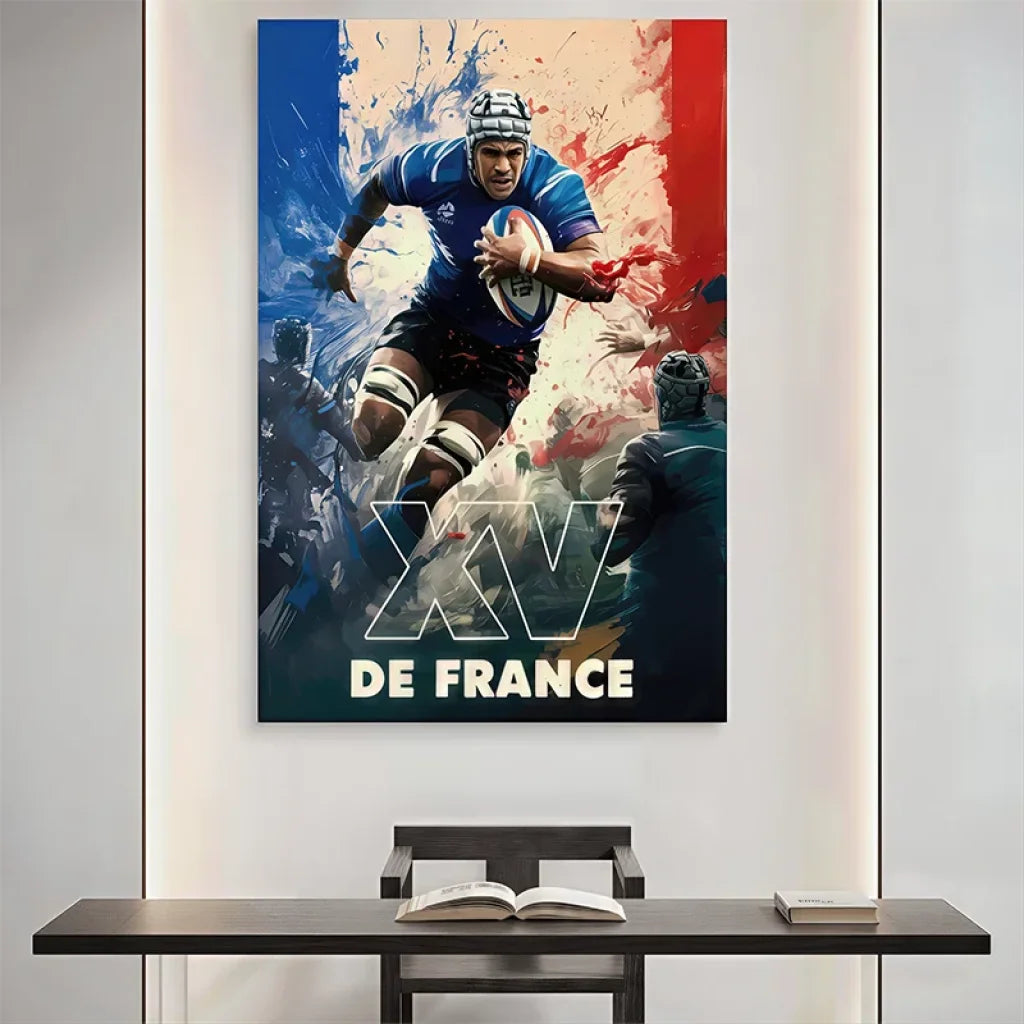 Décoration murale sportive joueur du XV de France avec ballon