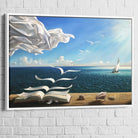 Tableau Salvador Dali L’île aux oiseaux 40x60cm / Cadre blanc Tableau Salvador dali