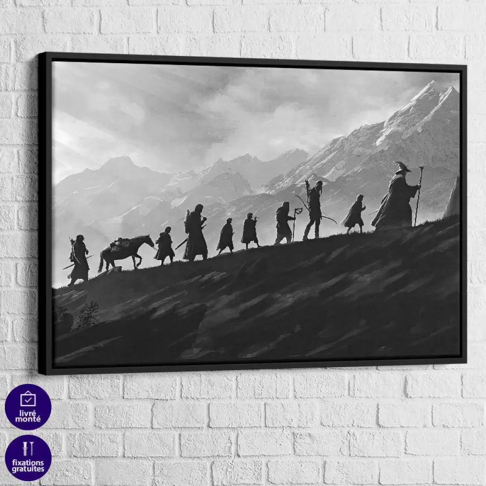 Tableau LOTR Montagne du Destin avec cadre noir – déco murale épique