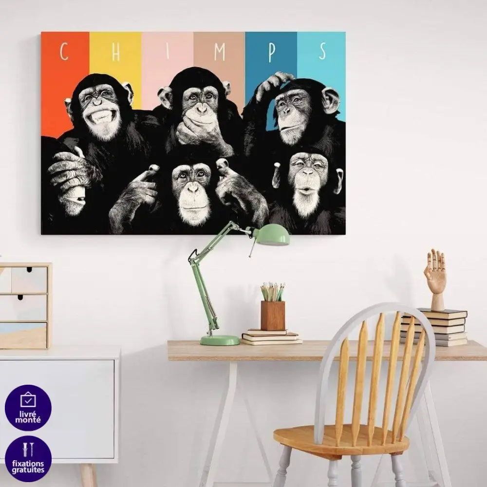 Tableau Singe Crazy Chimps - Montableaudeco