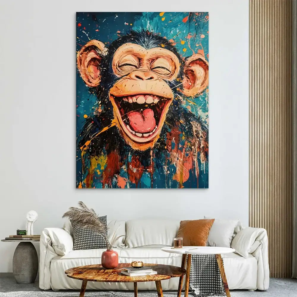 Tableau Singe Heureux en style pop art coloré

