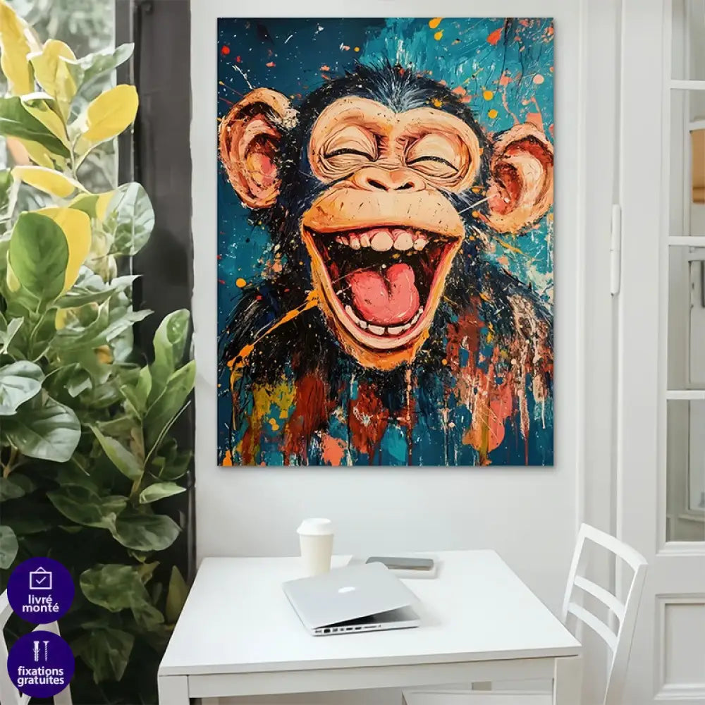 Portrait amusant de singe pour déco moderne et fun

