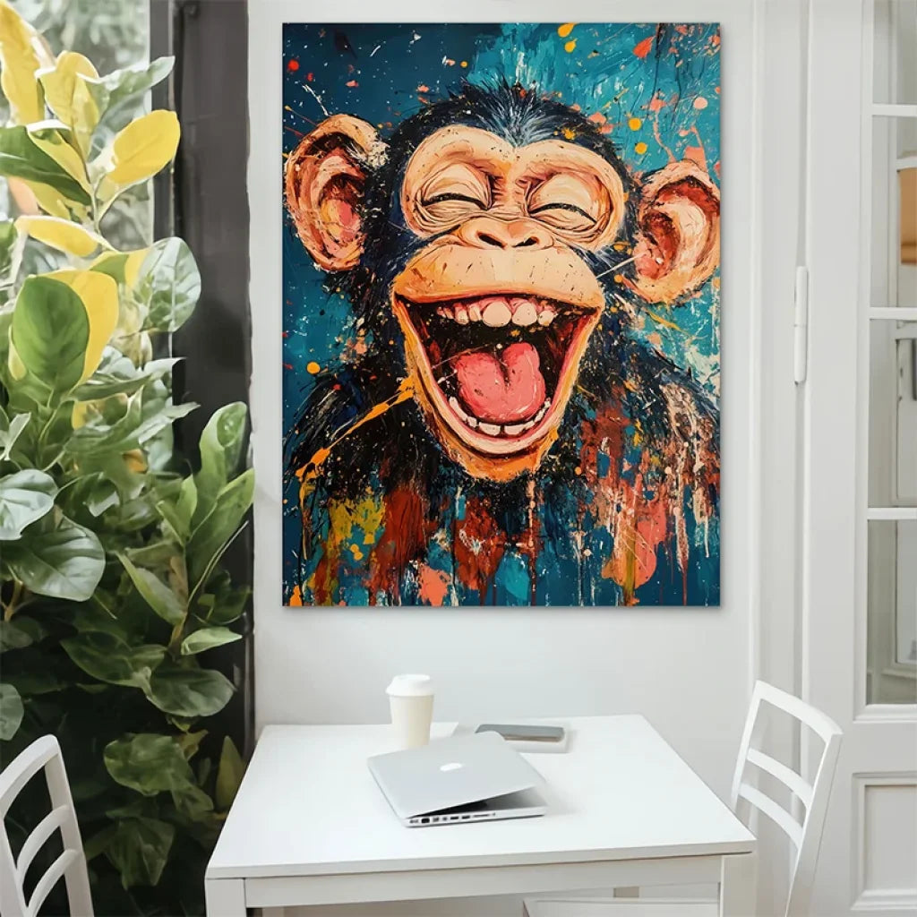 Portrait amusant de singe pour déco moderne et fun

