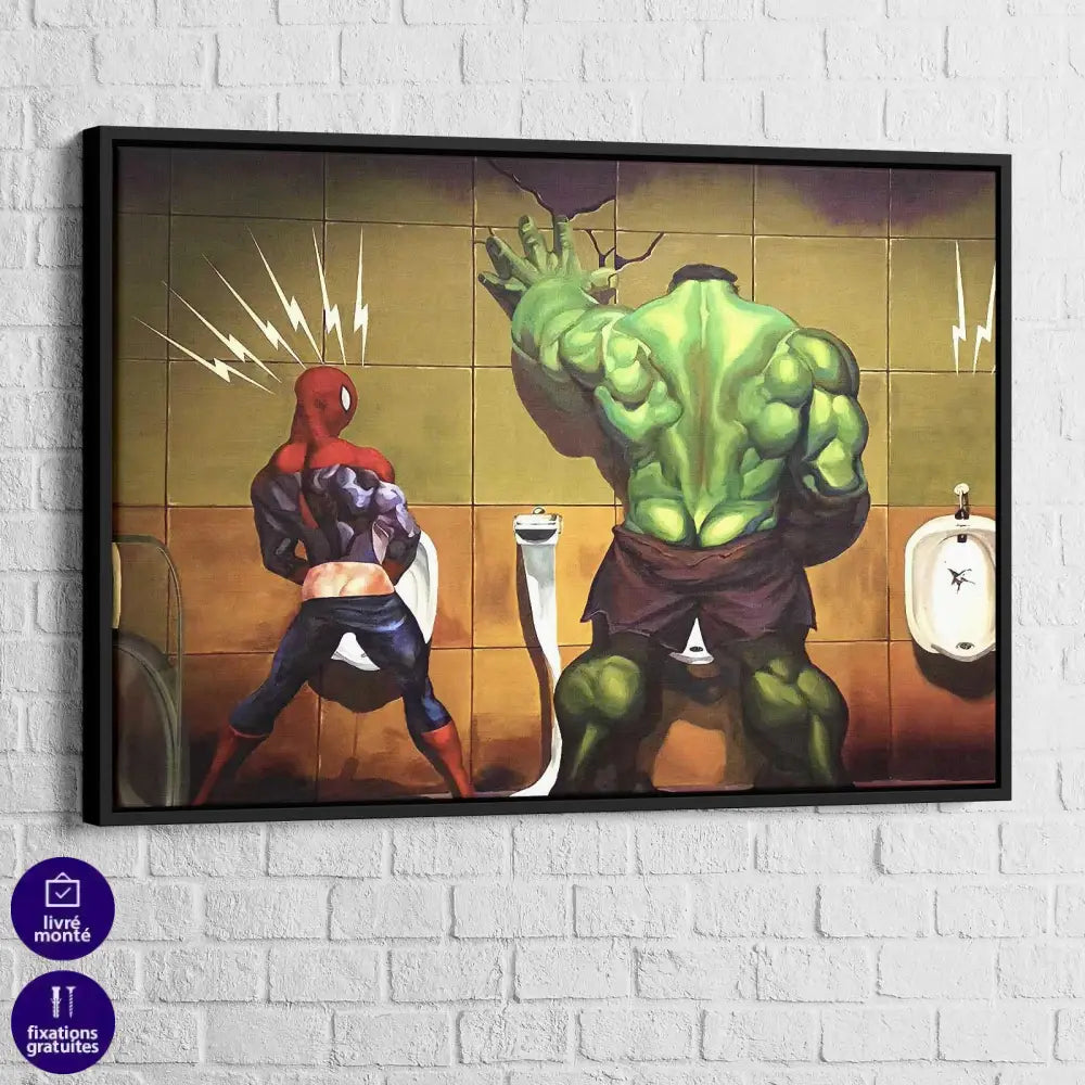 Tableau Spiderman Hulk Aux Toilettes - Montableaudeco