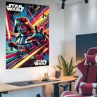 Tableau star wars Dark Vador Original 80 style néon multicolore