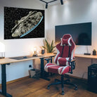 Tableau mural Faucon Millénium fond galaxie bleue et étoiles