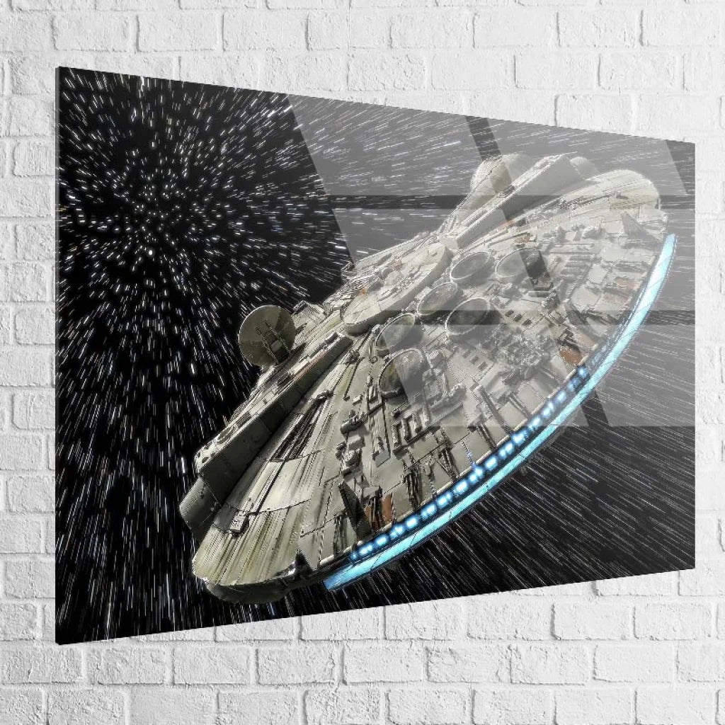 Tableau plexiglas Star Wars – Faucon Millénium rendu lumineux