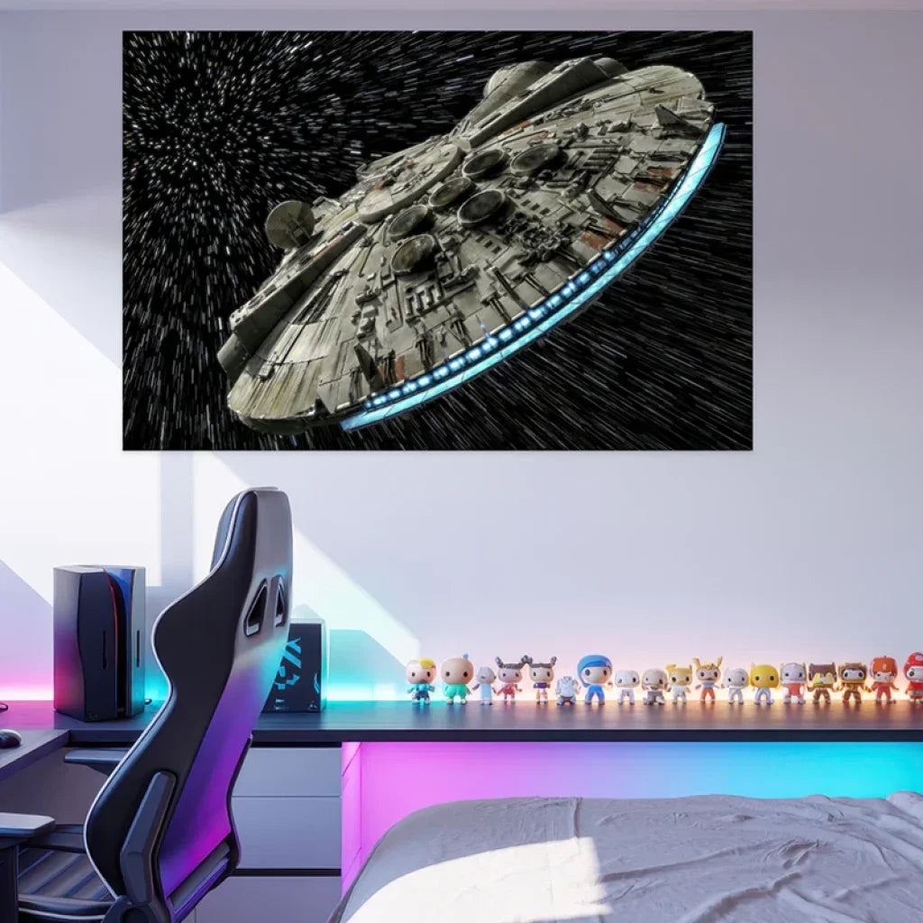 Grand format XXL Tableau Star Wars Faucon Millénium déco salon