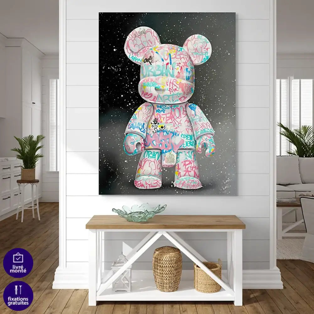 tableau ours street art pour salon moderne