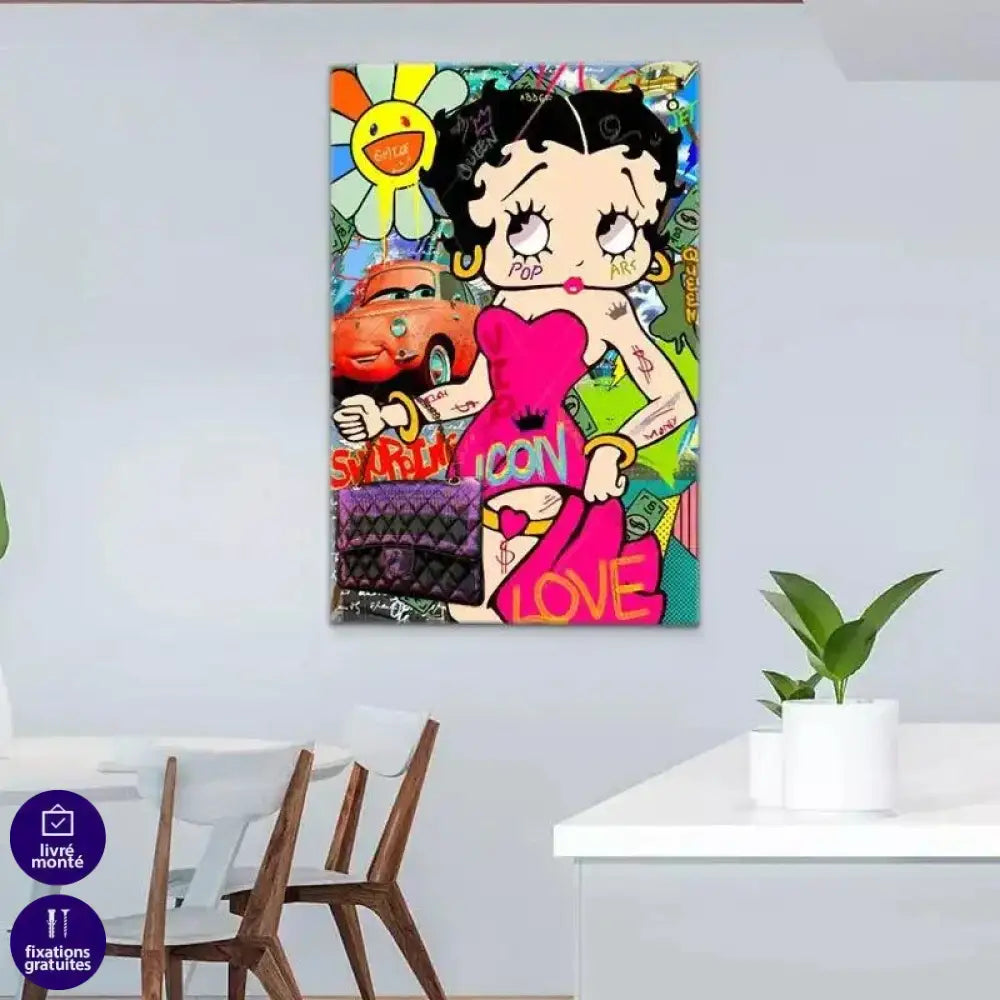 Tableau Street Art Betty Boop Love - Montableaudeco