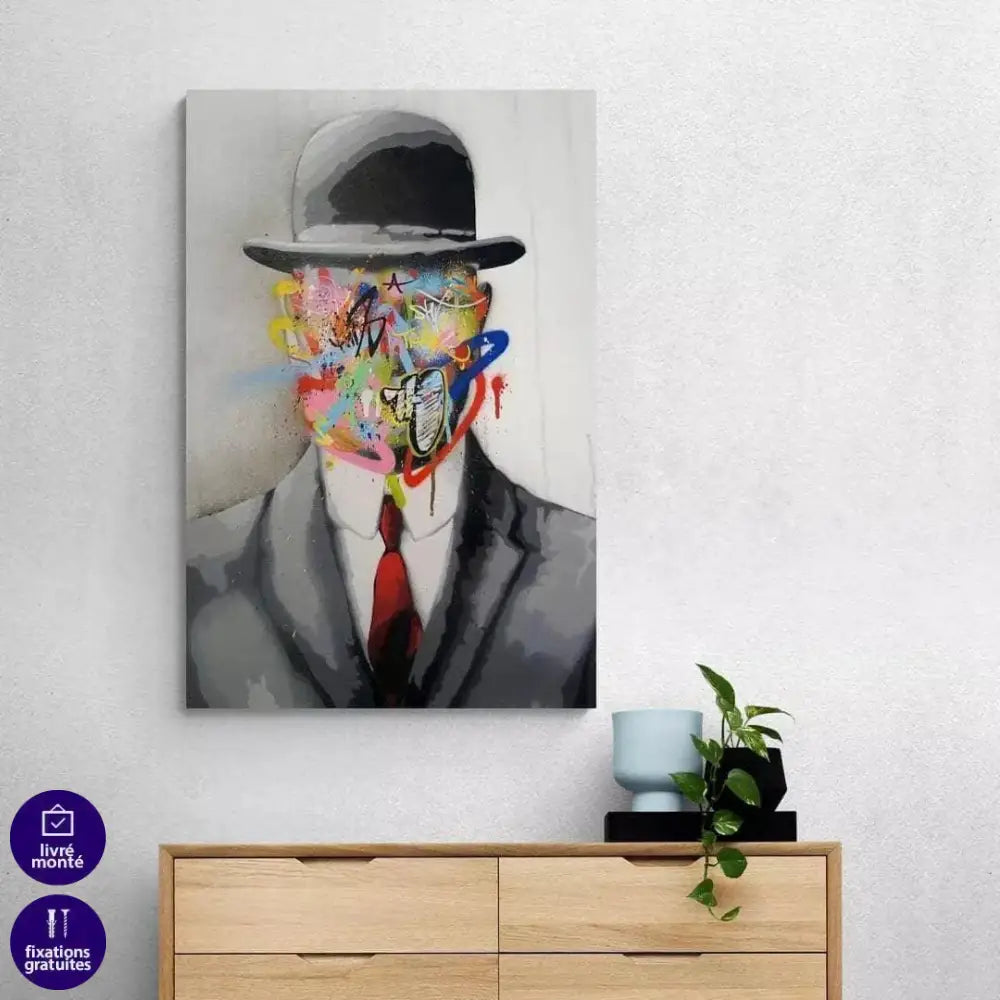 Tableau Street Art Chapeau Melon - Montableaudeco