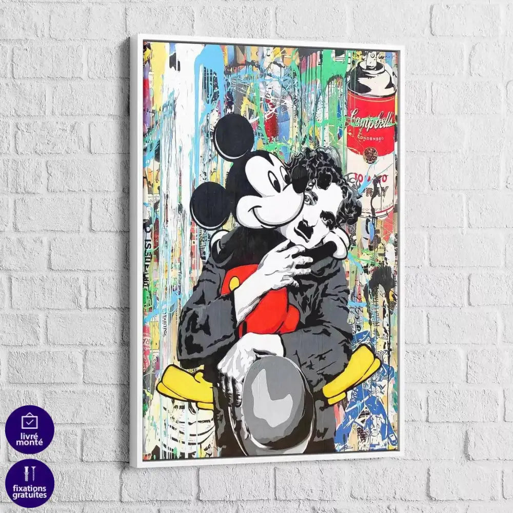 Tableau Street Art Charlie Chaplin et Mickey Mouse - Montableaudeco