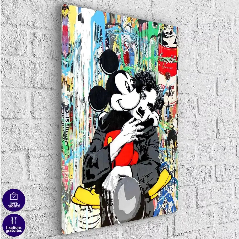 Tableau Street Art Charlie Chaplin et Mickey Mouse - Montableaudeco