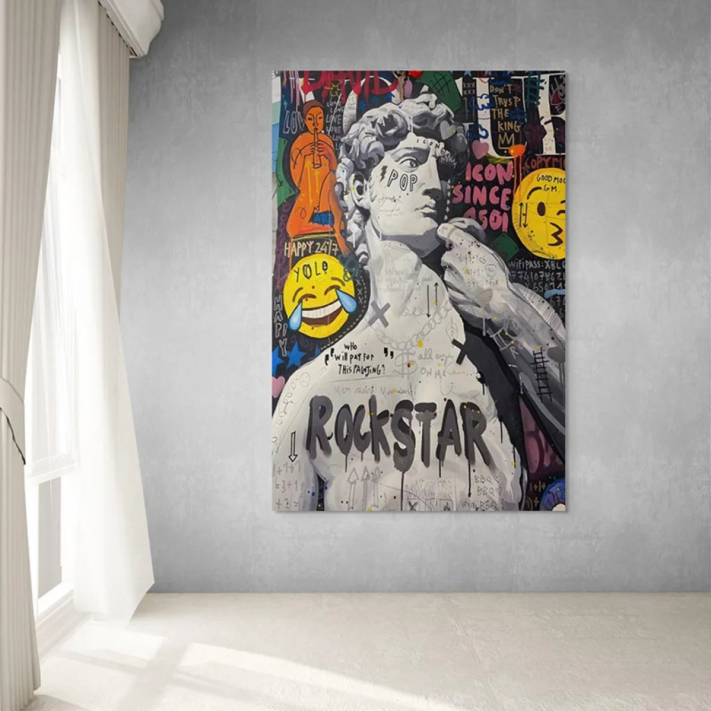 Tableau Street Art David Revisité 40x60cm / Toile tendue sur châssis Tableau Street art