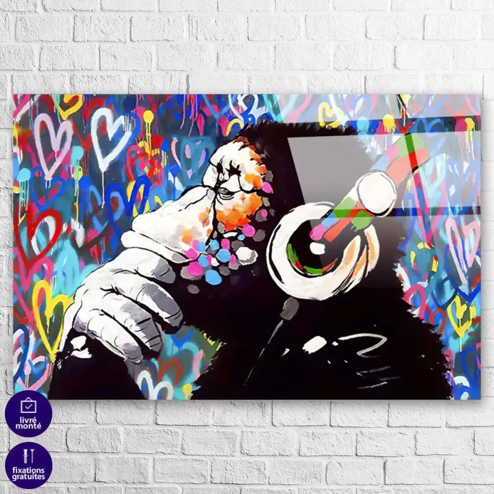 Tableau Street Art DJ Monkey - Montableaudeco