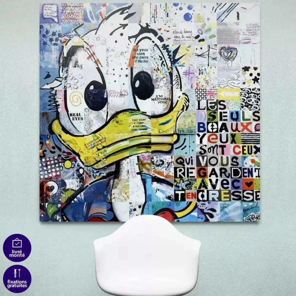 Tableau Street Art Donald Duck La Tendresse - Montableaudeco