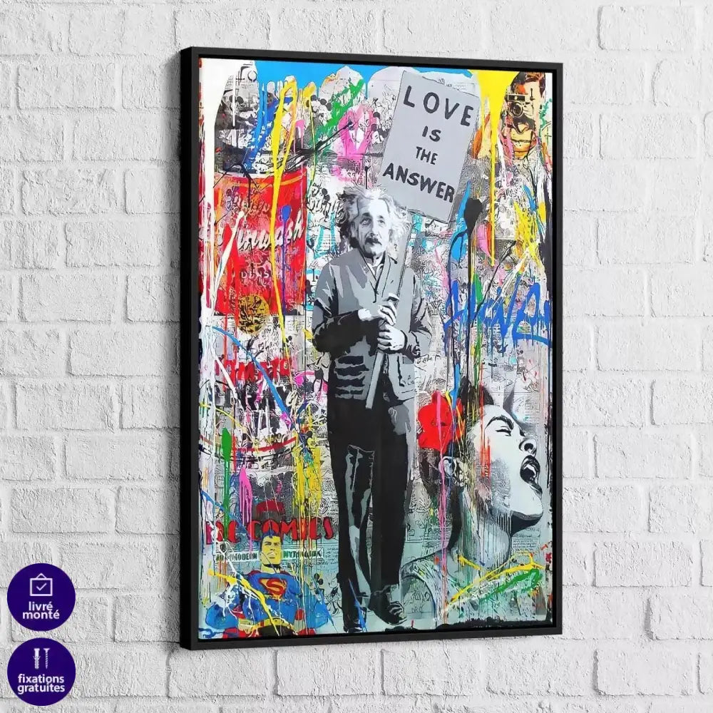 Tableau Street Art Einstein L'amour est la Réponse - Montableaudeco