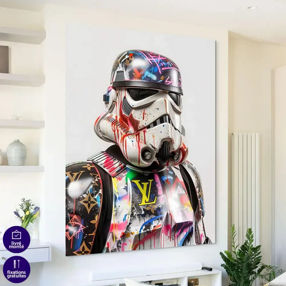 tableau pop culture revisité avec motifs de luxe

