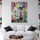 Tableau graffiti hippo dandy moderne déco murale urbaine