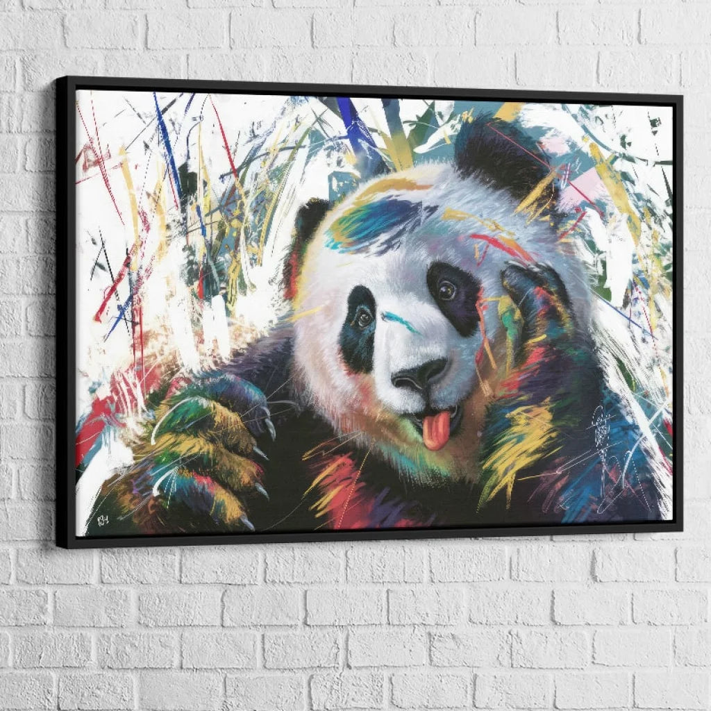 Tableau Street Art Jolie Panda 40x60cm / Cadre Noir Tableau Street Art