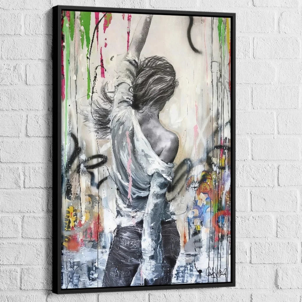 Tableau street art La Danseuse, cadre noir