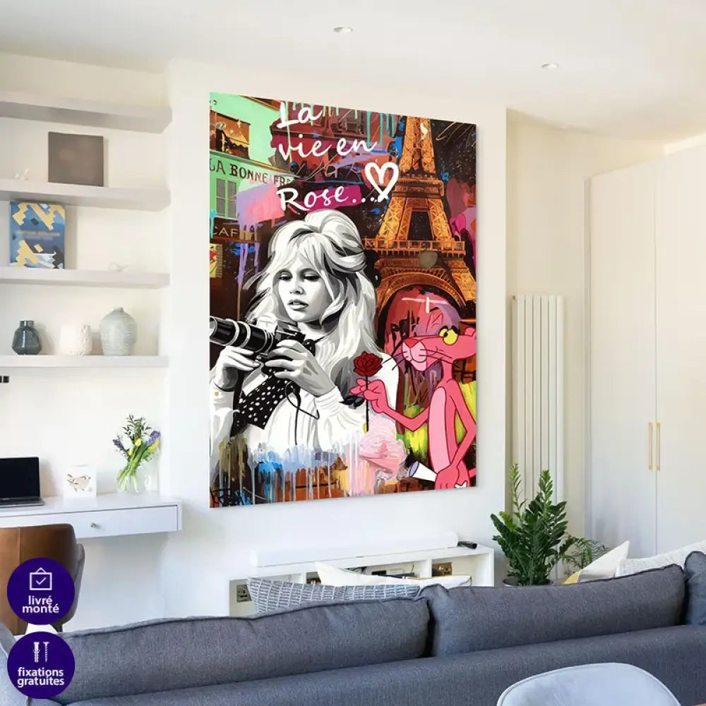 tableau Panthère rose graffiti moderne

