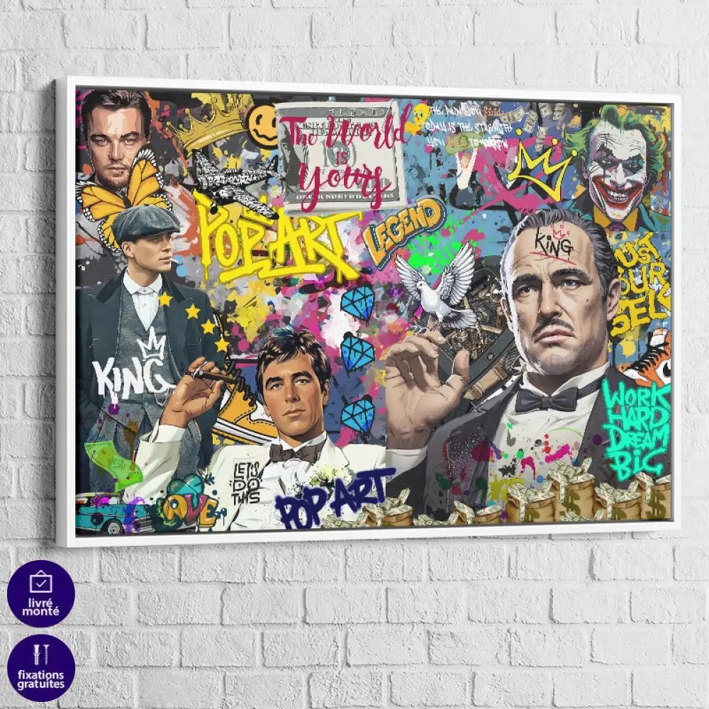 Mise en scène chambre gamer, tableau street art format XXL au-dessus du bureau